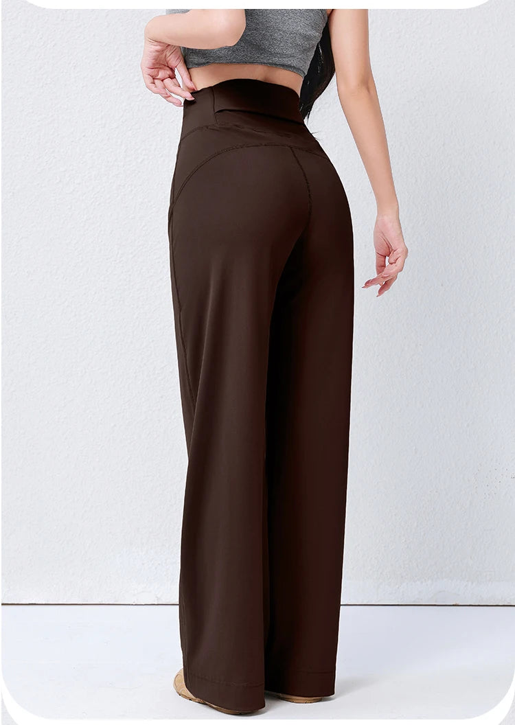 Women's High Waist Yoga Pants Loose Fit Straight Wide Leg Solid Color Spring Outdoor Wear Sports Fitness