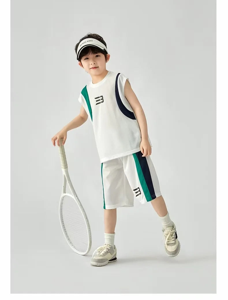 Boys Basketball Suit Summer Sportswear Comfortable Suit Vest Lightweight Shorts Children's Korean Version Handsome Two-piece Set
