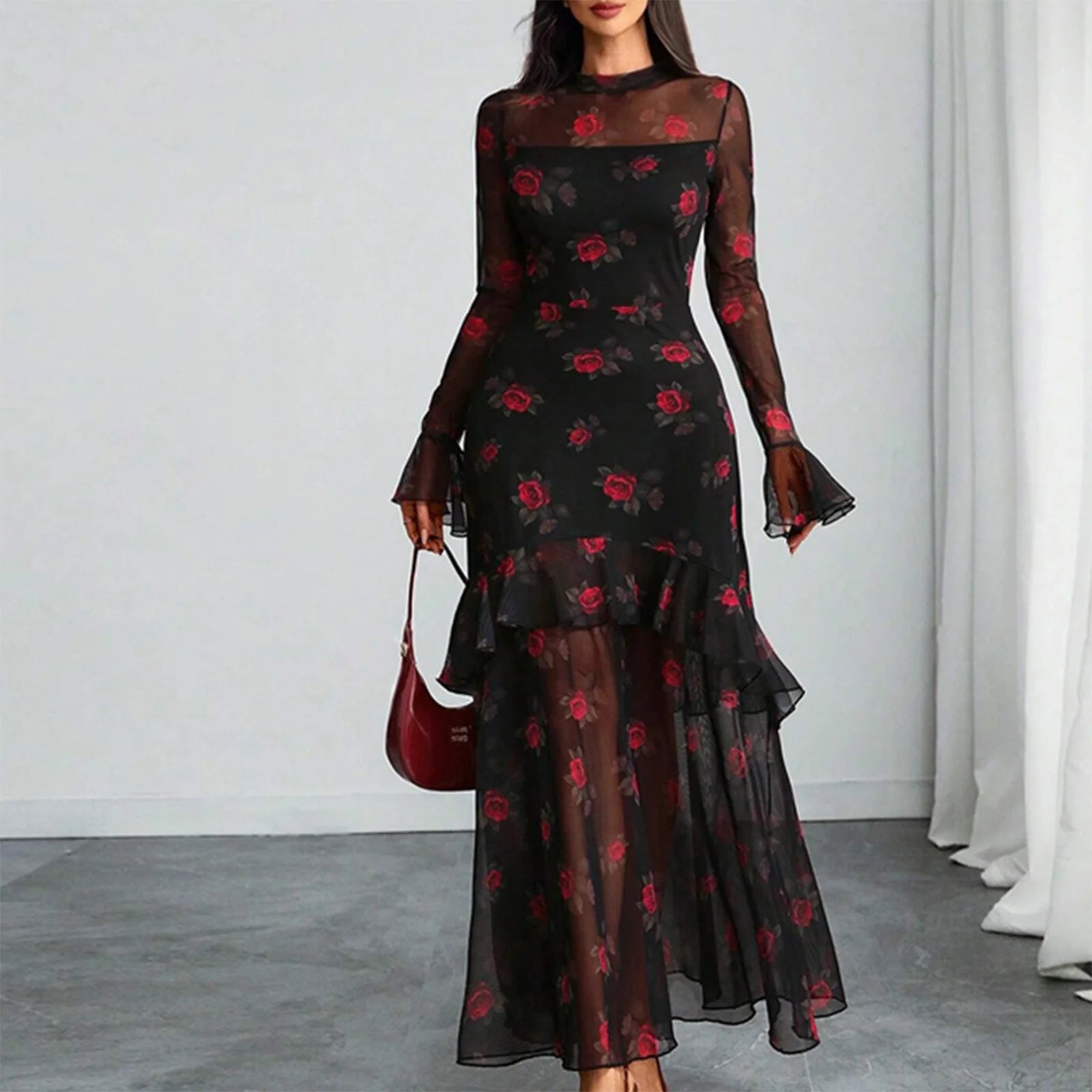 elegant party dresses Women's Evening Gown Clothing Vintage Floral Print Maxi Dresses Spring