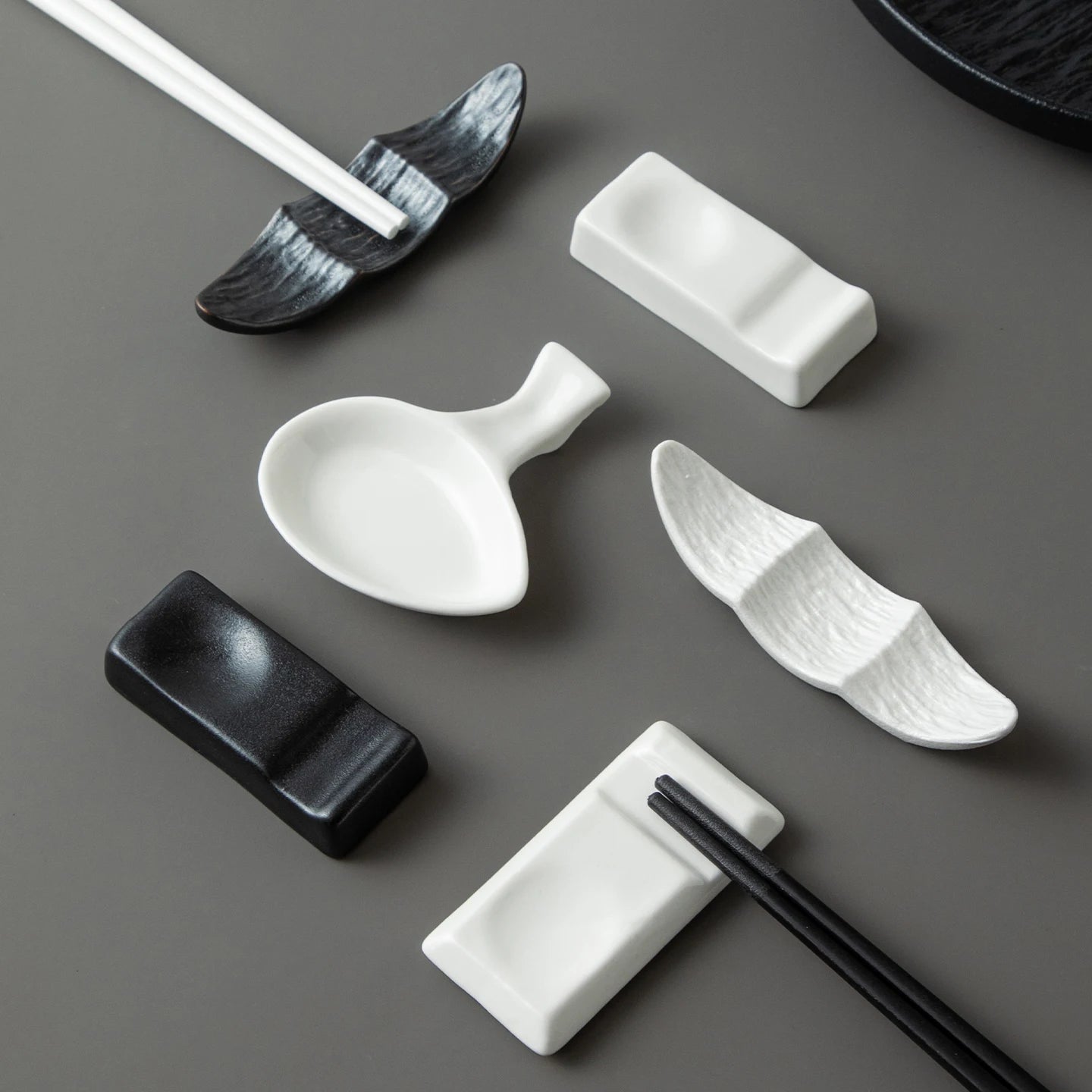 Ship Shape Ceramic Chopstick Rest New Household Stone Texture High End Hotel Utensils Solid High Aesthetic Creative Tableware