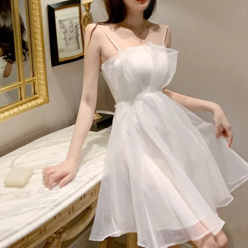 Women's Vintage Lace A-Line Dress with lantern sleeves and elegant mid-calf A-line design