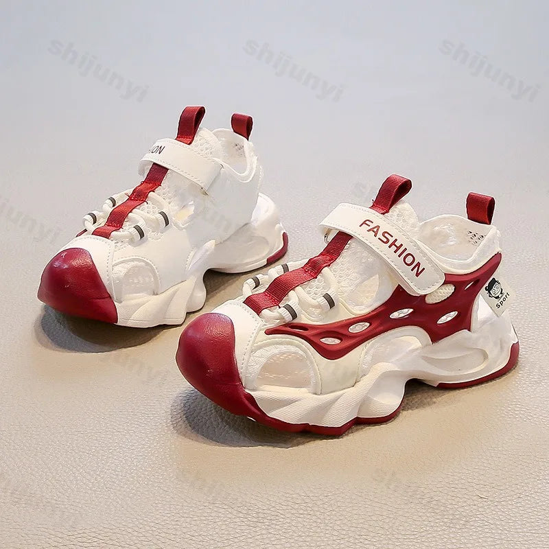 Children's Mesh Hollow Breathable Casual Sandals Boys' Fashion Sports Cool Shoes 2025 Summer Soft Soled Non Slip Beach Sneakers
