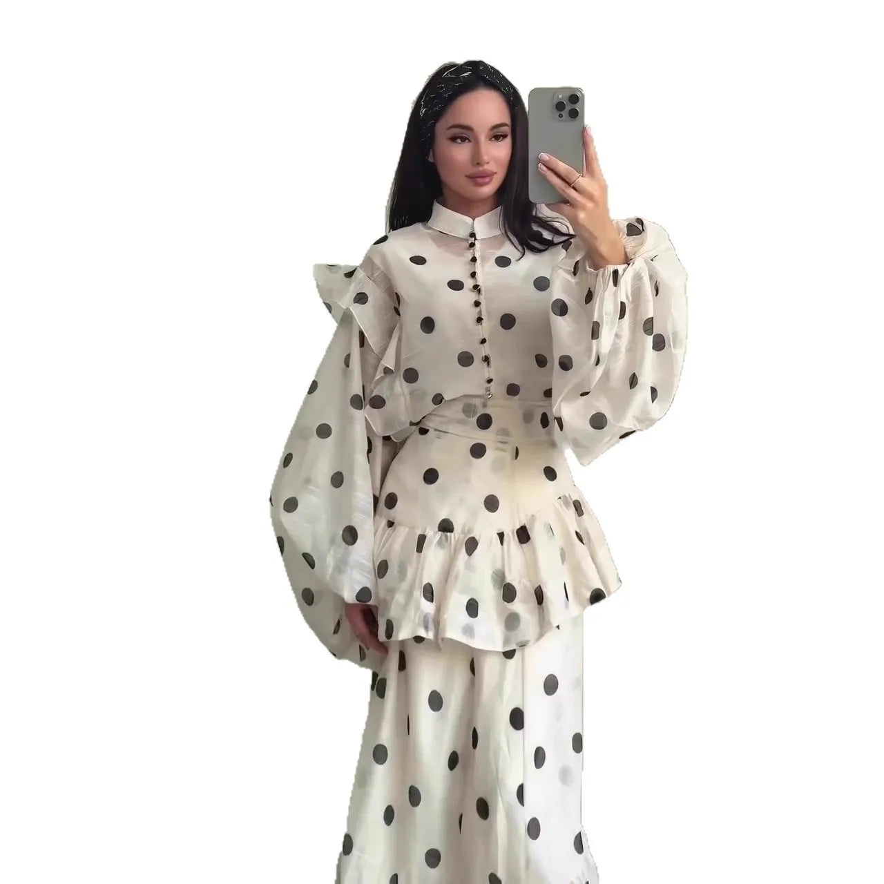 Women Abayas Party Dresses Dot Print Eid Ramadan Ruffles Vestidos Morocco Dubai Muslim Jalabiya Kaftan Islam Arab Long Robe
