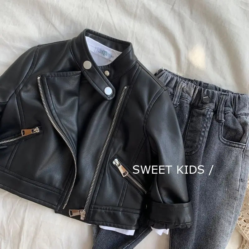 Spring Autumn Boys Leather Jackets For 1-6 Years New Classics Handsome Baby Boy Pu Outerwear Kids Clothing Zipper Fly Coats (Available)