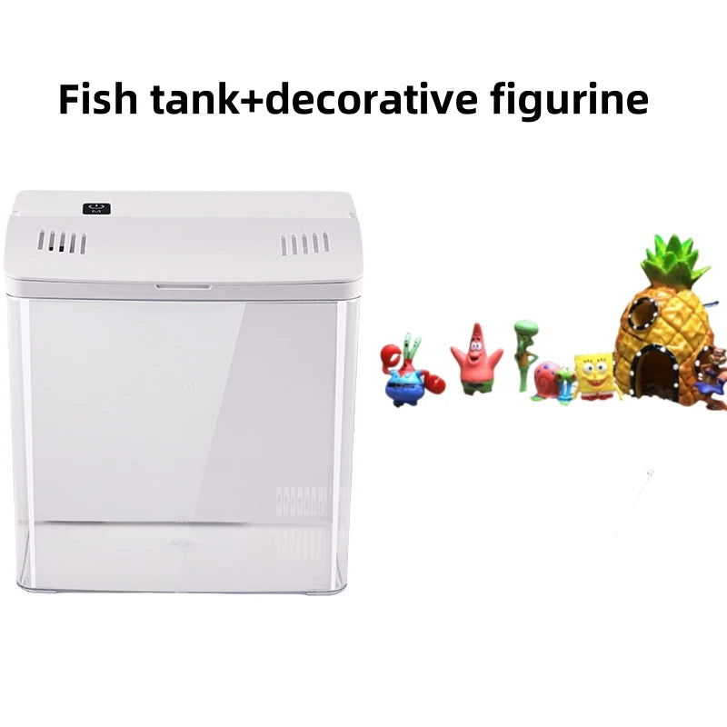 Home mini fish tank, living room fish tank, office desktop water free ecological, self circulating filter， Acrylic aquarium