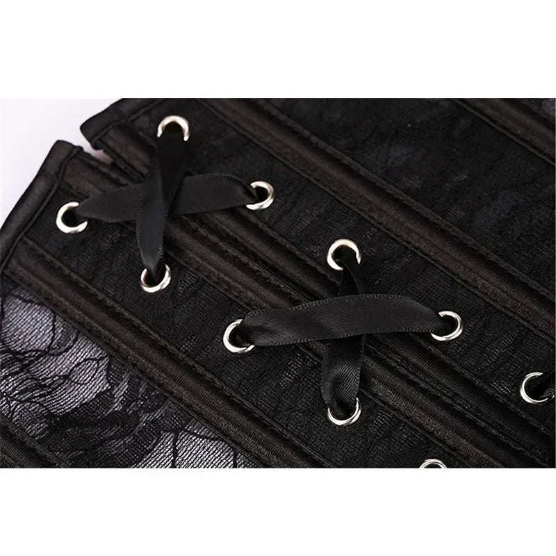 Corset Overbust Bustiers Sexy Corset For Women Lace Perspective Transparent Lingerie Femme Black White