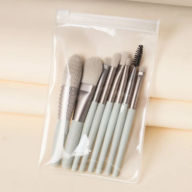 Mini Brush 8-Piece Makeup Bag Portable Concealer Powder Brush Set Soft Fur Make-up Tool Bag Foundation Brush Makeup Brush Set