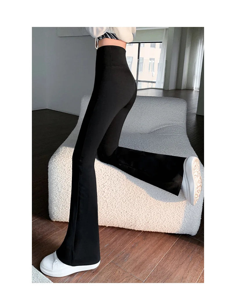 Women Flare Pants Slim High Waist Solid Sexy Shark Flare Pants Elastic Butt Lift Skinny Leggings Fashion Casual Streetwear