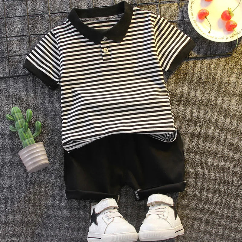 Fashion Boys Clothes Sets Toddler Kids Polo T-shirt + Shorts Children's Clothes
