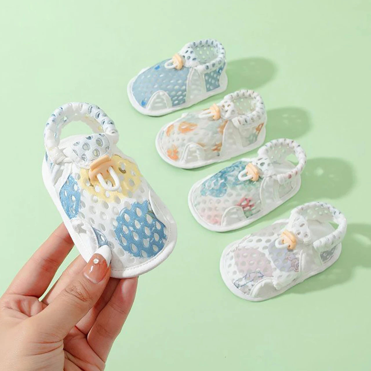 Baby Summer Sandals Soft Soled Cotton Fabric Newborn First Walkers Hollow Breathable Infant Non Slip Shoes Kids Footwear