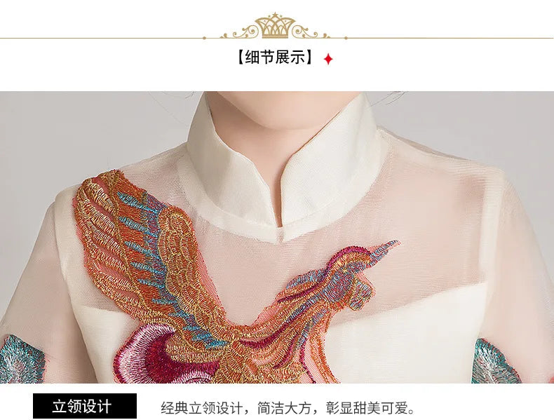 New Fashion Flower Girl Dress Bead Appliques Birthday Party Wedding Dress Children Fancy Princess First Communion Gown