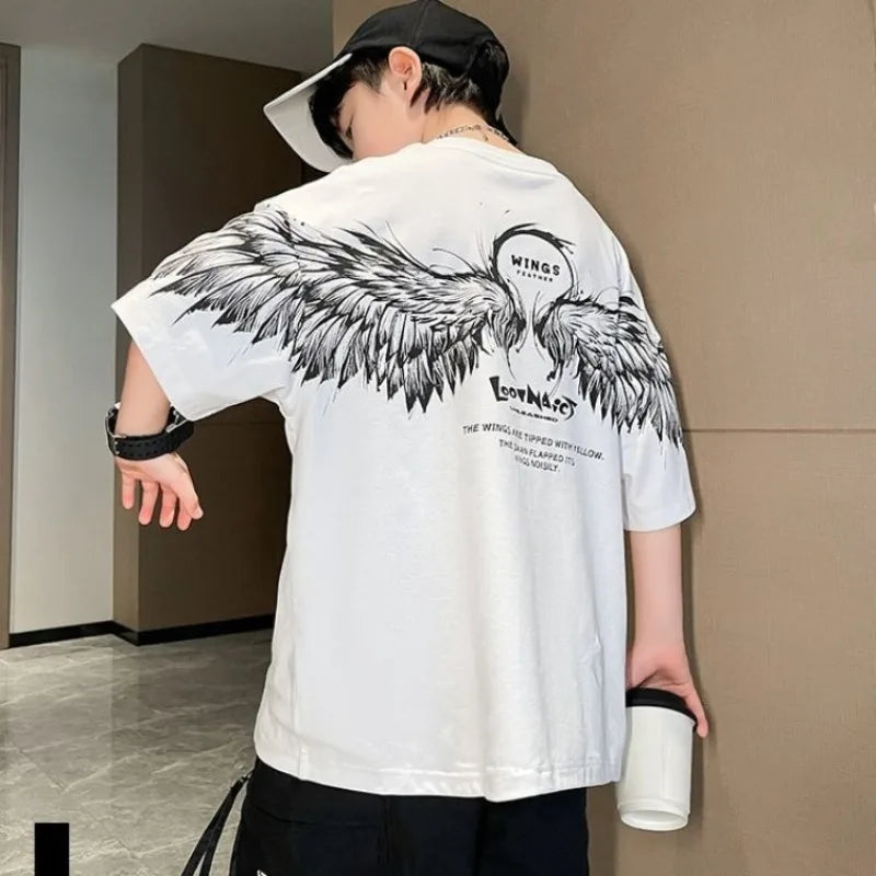 Summer Kids Wing T-Shirt Cotton Loose Stylish Boy's Shirt Big Kids Summerwear