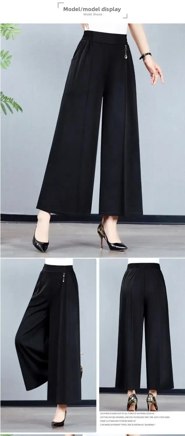 High Waist Wide Leg Pants Mom Style Loose Fit Nine-Tenths Slimming Female Fashionable Long Trousers from Mainland China