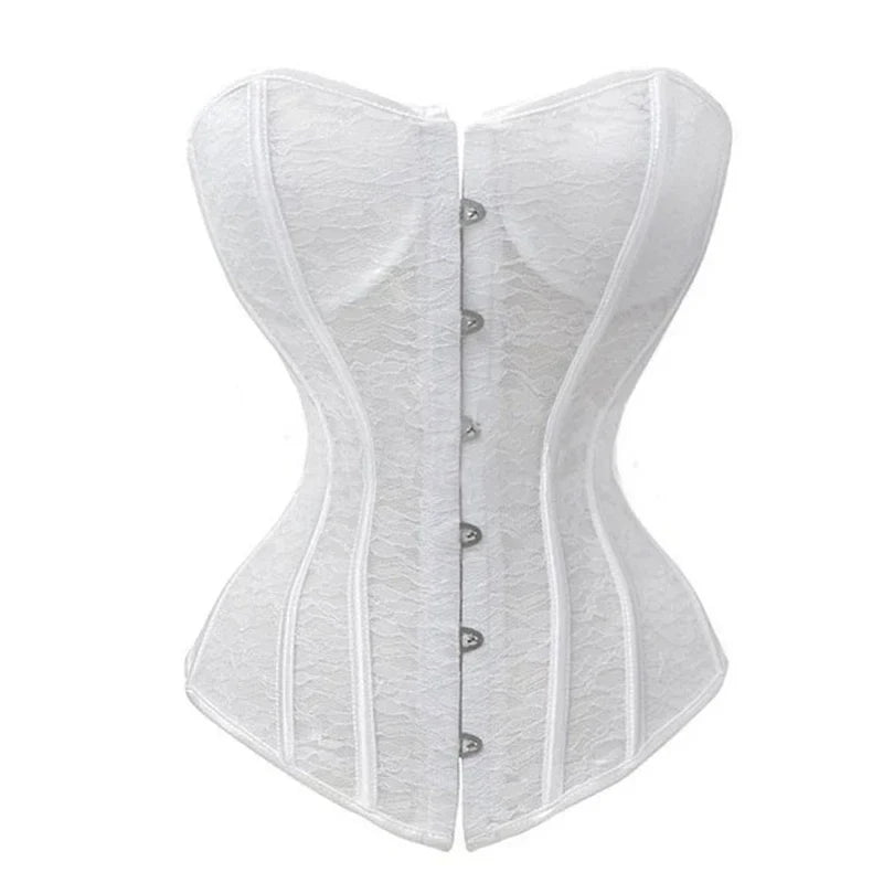 Corset Overbust Bustiers Sexy Corset For Women Lace Perspective Transparent Lingerie Femme Black White