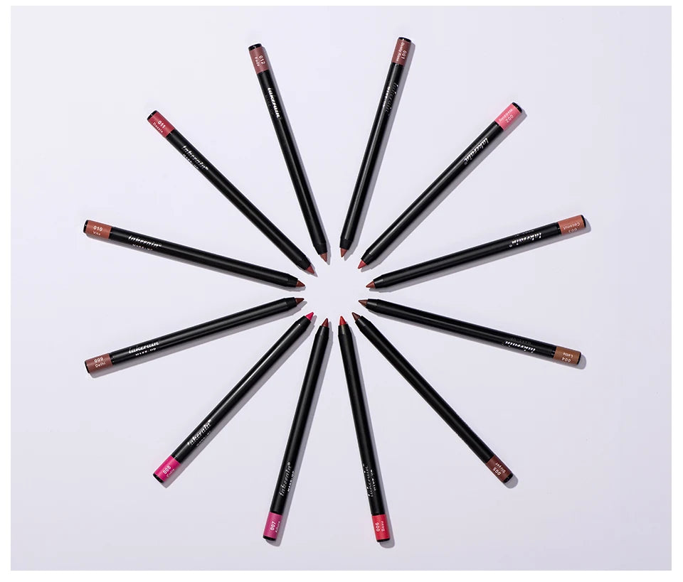 Lipliner Pencil Waterproof Matte Red Contour Tint Lipstick Long Lasting Non-stick Cup Moisturising Lips Makeup 12 Colors