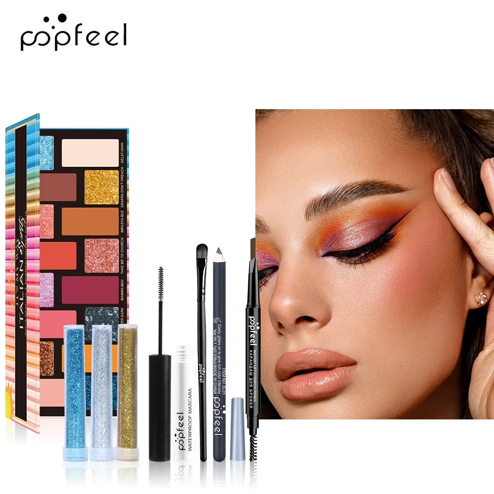 Best-Selling Popfeel Makeup Kit Full Set All in One Eye Shadow Eyebrow Eyeliner Lipstick Contour Powder Luxe Sets Gift Cosmetics