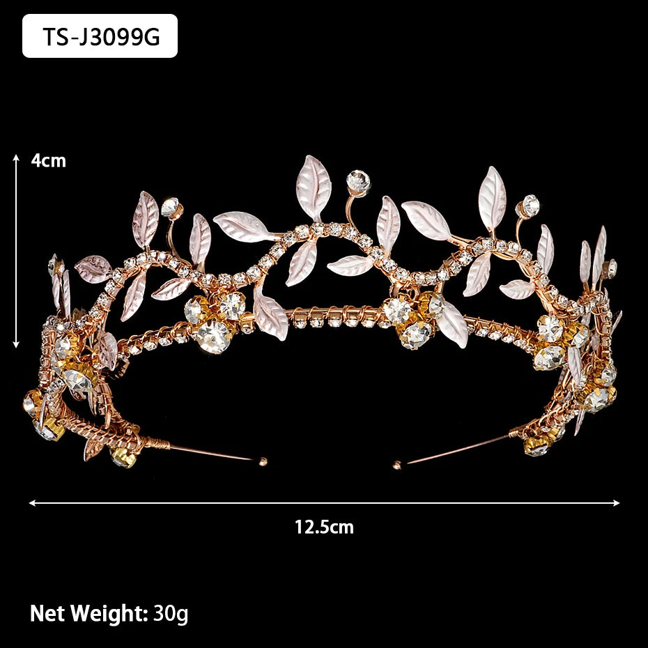 Efily Gold Color Wedding Tiaras and Crowns for Pearl Rhinestone Headband Bride Headpiece Jewelry