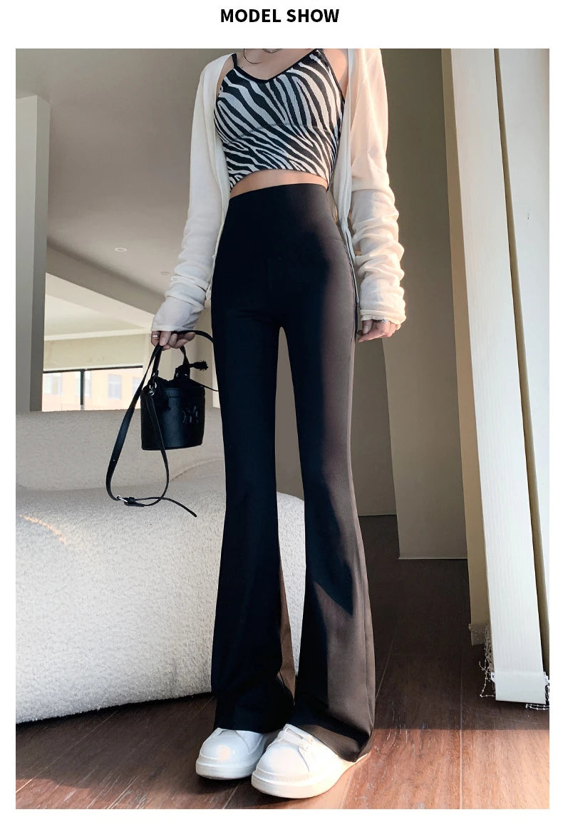Women Flare Pants Slim High Waist Solid Sexy Shark Flare Pants Elastic Butt Lift Skinny Leggings Fashion Casual Streetwear