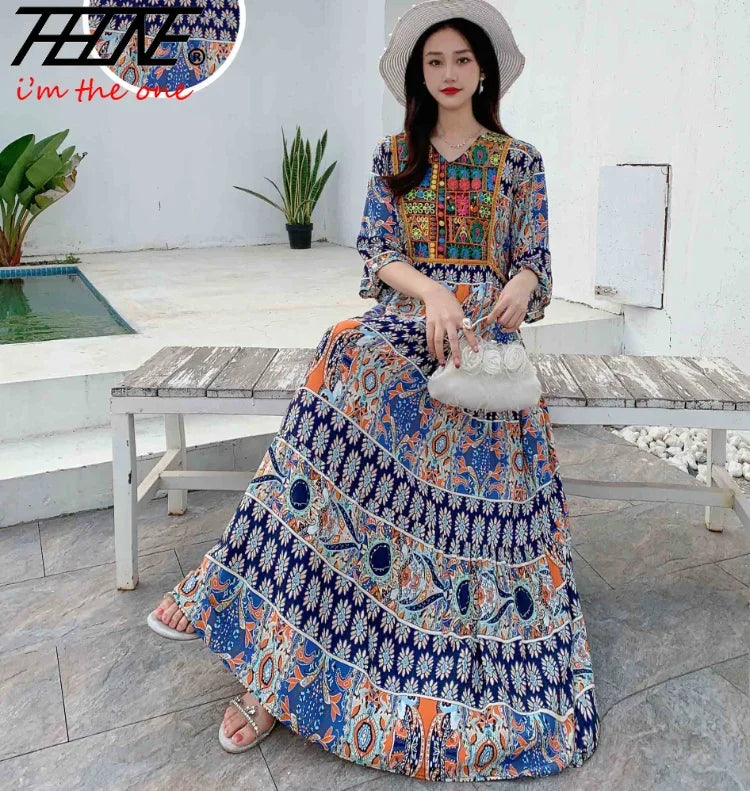 Indian Dress for Women Summer Embroidery Chic Elegant Party Dresses Clothes Vintage Long Maxi Prom Bohemian Beach Robe Vestidos