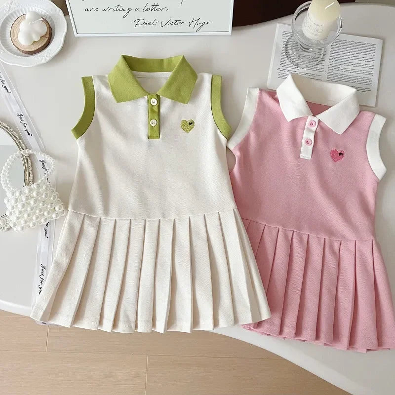 Summer Turn-Down Collar Kids Clothes Fashion Toddler Baby Girls Clothing Summer Dress Girl Clothes