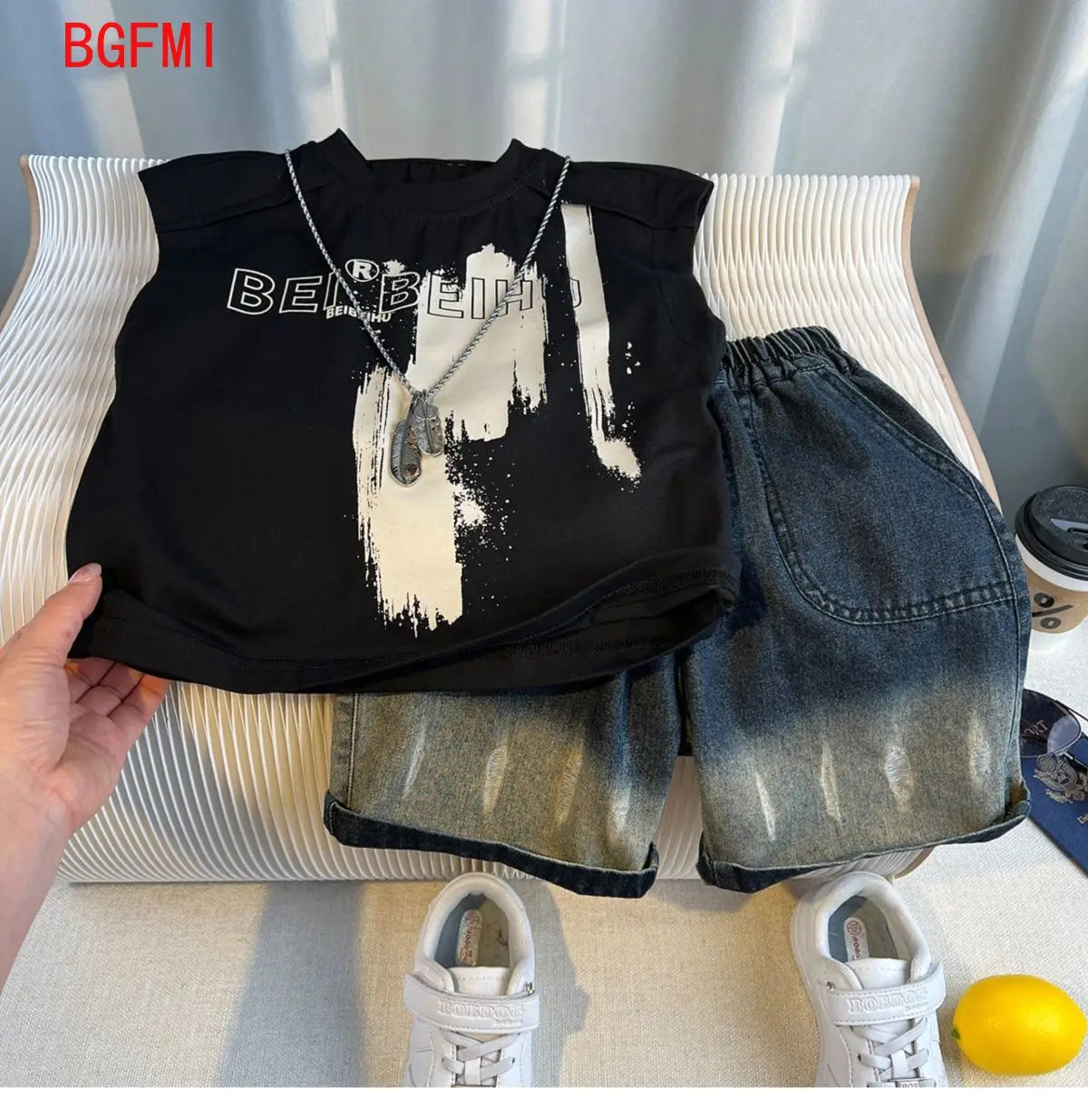 Hot Sale Fashion Baby Boy Suit Summer Clothes Short Sleeve T-shirt Short Jeans 2 Piece Set Kids Outfit  Children's Costume