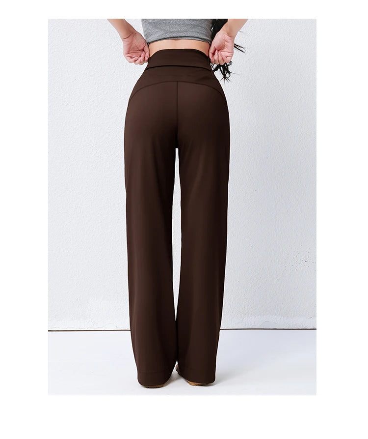 Women's High Waist Yoga Pants Loose Fit Straight Wide Leg Solid Color Spring Outdoor Wear Sports Fitness