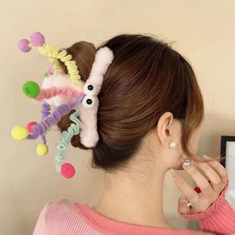 Clip Hair Accessory Thick Hair-Claw Clip Fluffy Plush Hairs Claw Clips for Girls Thick Hair Strong Hold Barrettes