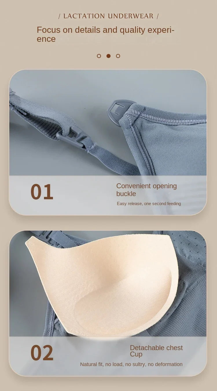 Wire-Free Nursing Bra for Pregnant Women with Large Bust Front Clip Maternity Full Cup Breathable Supportive Nursing Bras