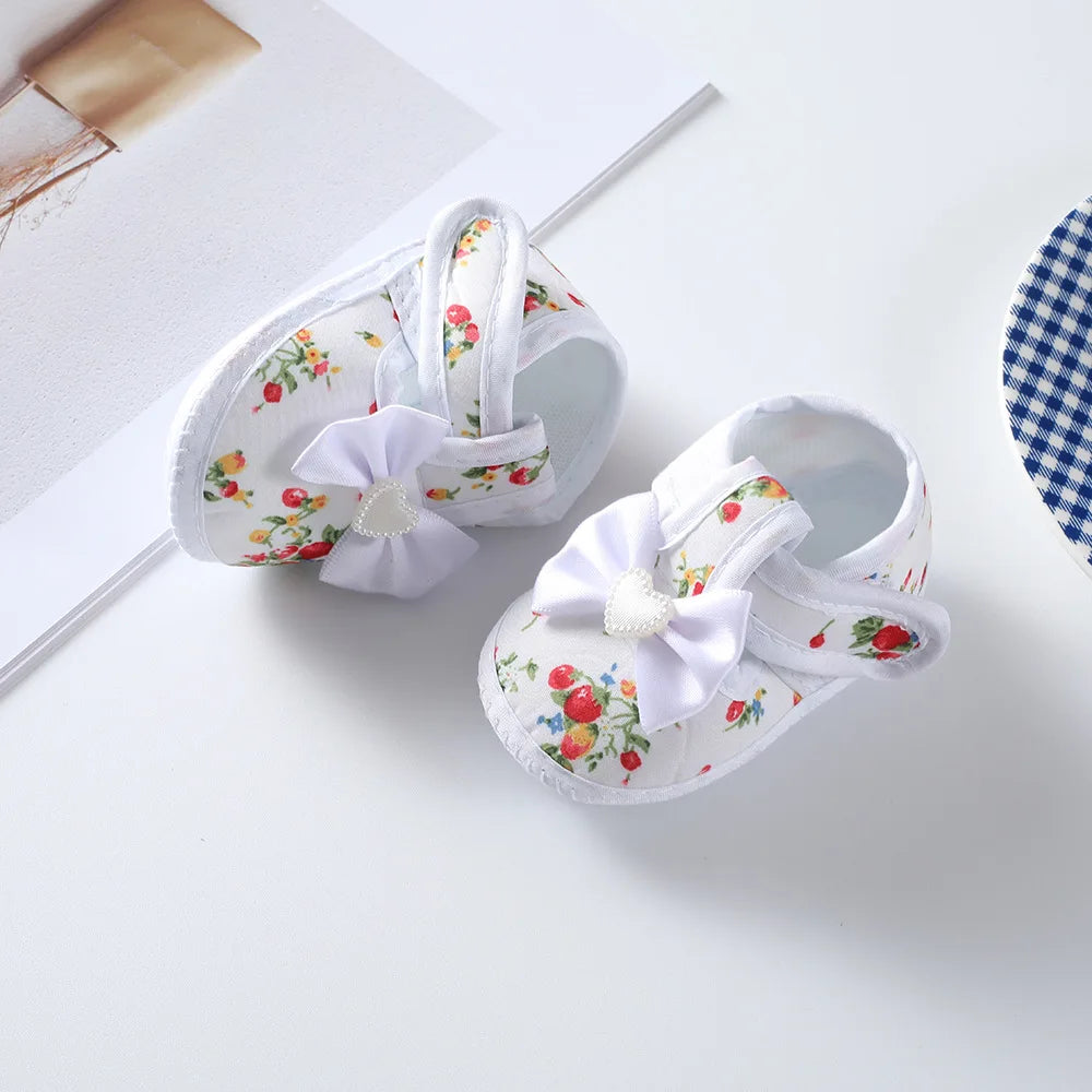 Newborn Baby Boy Girls Shoes Spring Autumn Lovely Floral Embroidery Anti-Slip Sneaker Crib Shoes Soft Cotton Cute First Walkers