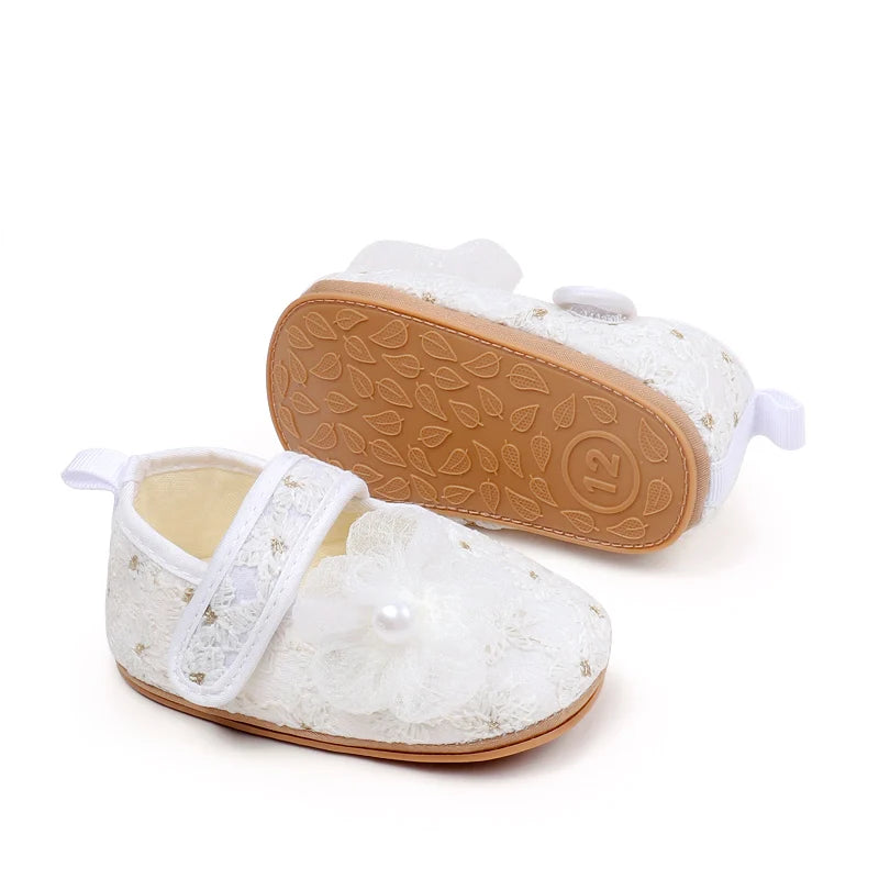 Baby Girls Princess First Walking Toddler Shoes With High Quality Embroidery Design And TPR Sole For 0-18M Baby