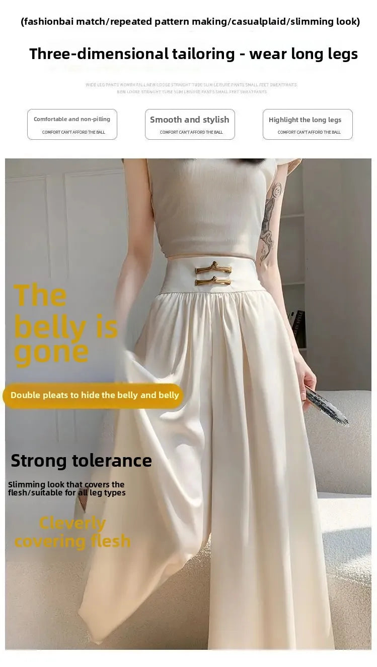 High Waist Drapey Wide Leg Casual Pants Women's Spring Summer New Chinese Design Long Trousers Southeast Asian National Style Bu