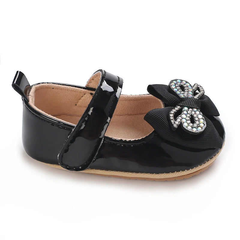 Spring and Autumn Bow Mary Jane Princess Shoes  Baby Girl Rubber Bottom Anti slip Sneaker