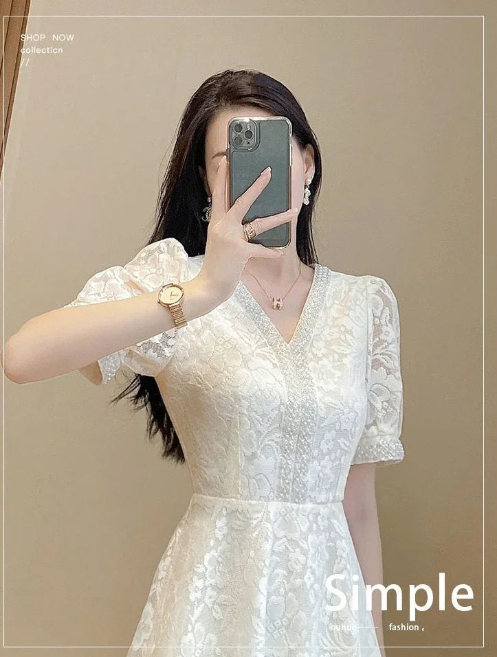 Women's Dress White Female Dresses Formal Occasion Midi Soft One-piece New in On Promotion Elegant Chic Fashion Summer 2025 Xxl