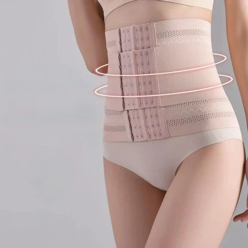 Shapewear Women Corset Belts Double Layer Waist Trainer Belly Shaper, 6-Row Hook Girdle Cincher, Tummy Shapewear Postpartum Flat