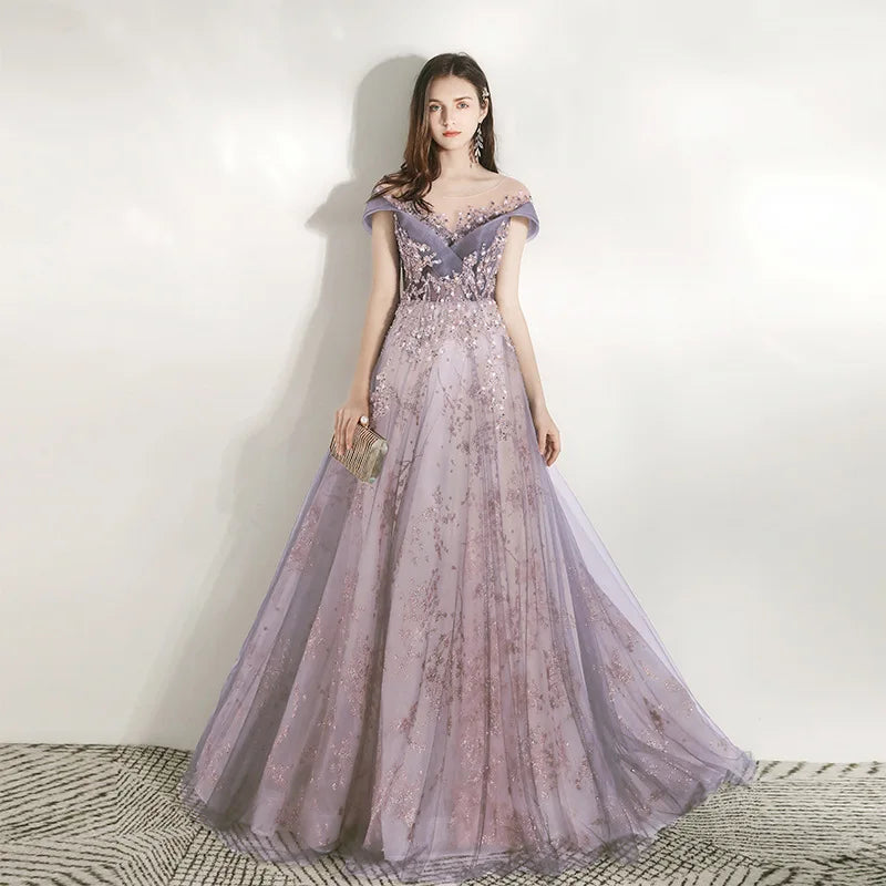 Banquet Evening Dress Dress Female  New Style Temperament Company Annual Meeting Birthday Glitter Host Art Exam Tail Dress