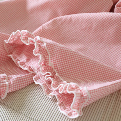 Spring and Summer Thin Loose Size Plaid Design Women's Pajama Pants Elastic Waist Casual Homewear Women Nine-point Trousers