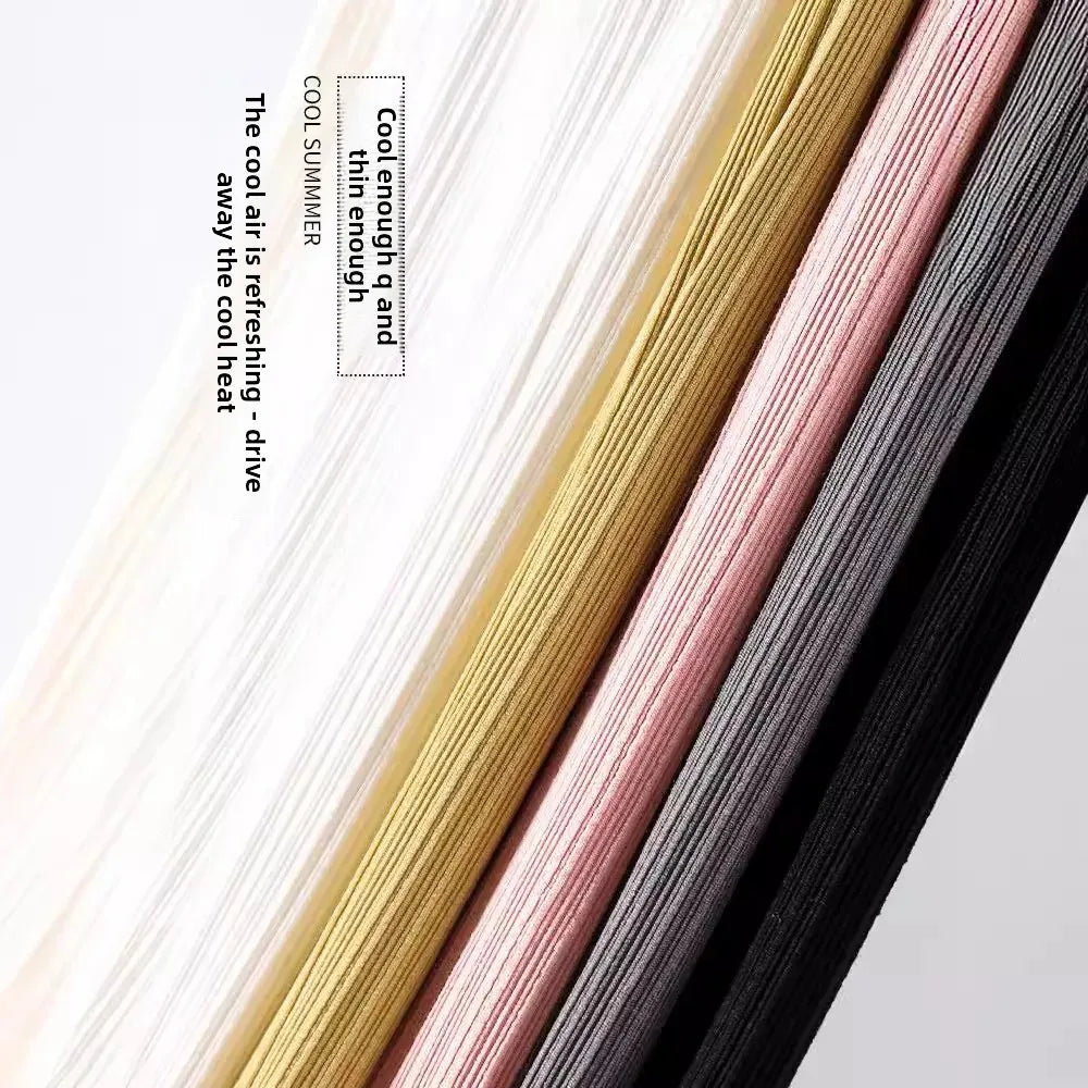 Ice Silk Wide Leg Pants Women's Summer Thin Narrow Version 145 Small Size Drape Straight High Waist Stripe Casual Trousers 150