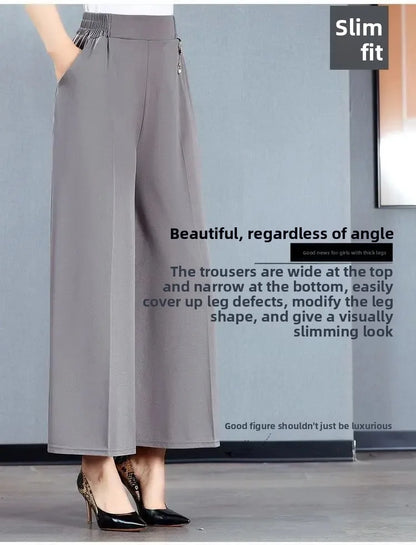 High Waist Wide Leg Pants Mom Style Loose Fit Nine-Tenths Slimming Female Fashionable Long Trousers from Mainland China