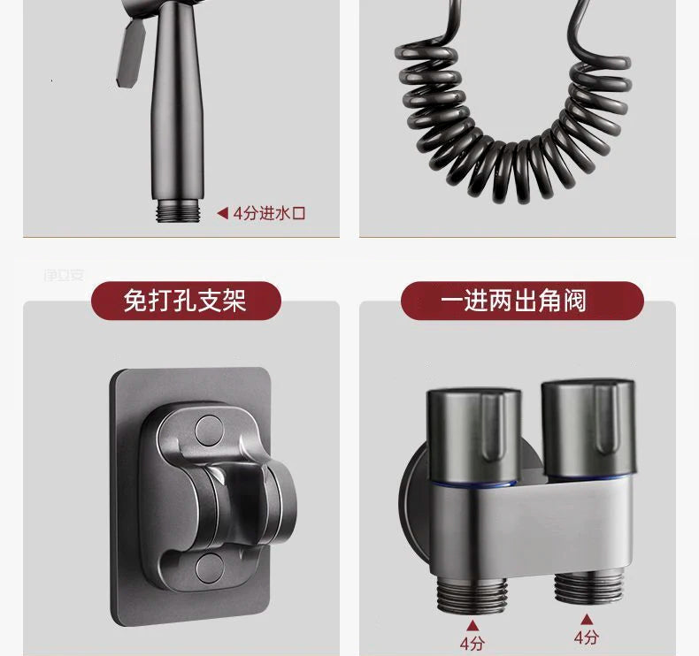 Handheld Toilet Bidet Faucet Sprayer Stainless Steel Bathroom Bidet Spraye Set Hand Sprayer Shower Head Self Cleaning No Punch