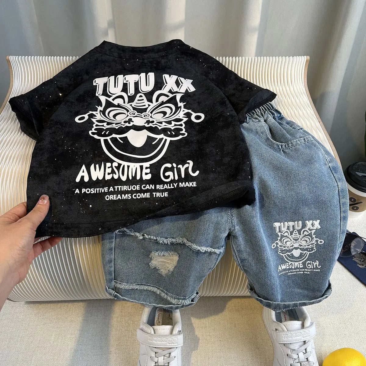 Hot Sale Fashion Baby Boy Suit Summer Clothes Short Sleeve T-shirt Short Jeans 2 Piece Set Kids Outfit  Children's Costume