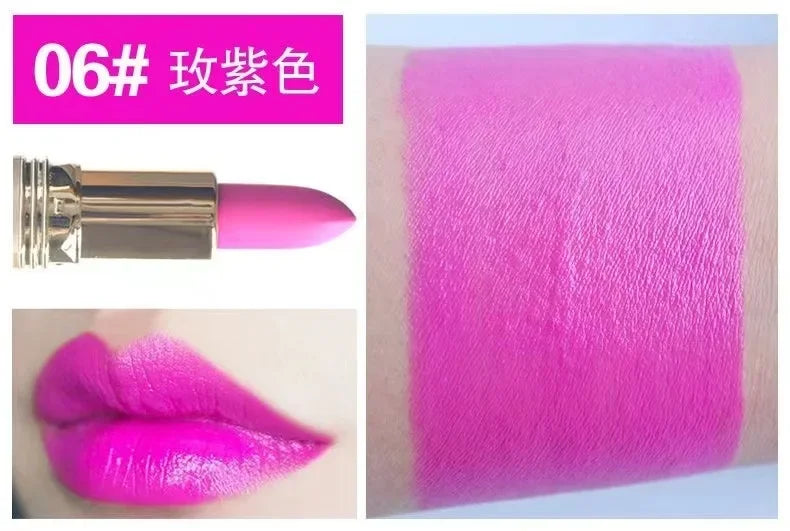 Pink Lipstick Waterproof Matte 24 Hours Long Lasting Non-Stick Cup Red Rose Lip Tint Velvet Cosmetic Women Make Up