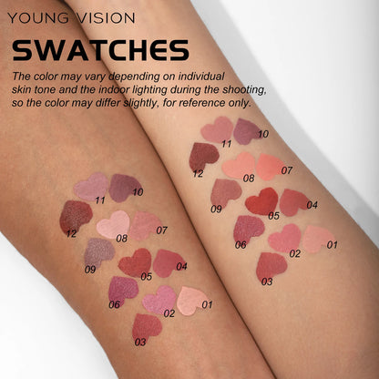 12 color matte liquid lipliner sponge gourd head fog surface bare color waterproof lip glaze red pen