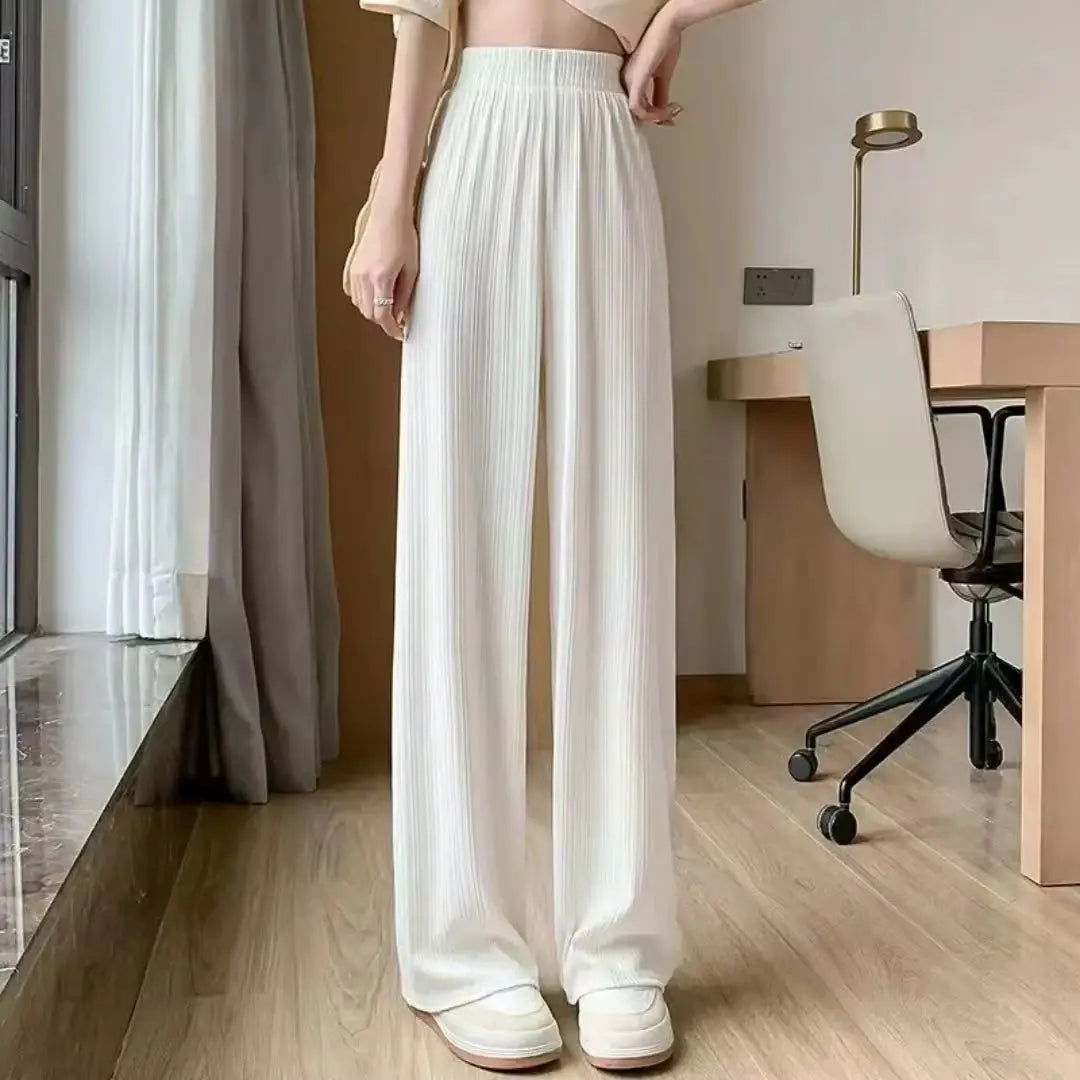 Ice silk wide leg pants for women new summer thin straight leg casual Yamamoto pants, sunscreen and mosquito proof pants