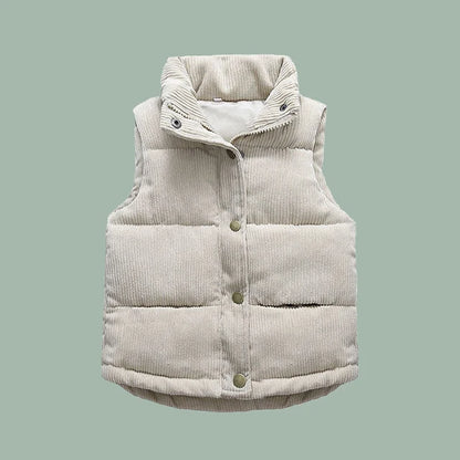 Kids Winter Vest Girls Boys Thicken Waistcoat Corduroy Outerwear Vest Children Cotton Jackets Vest For 2-10 Y Sleeveless Jacket