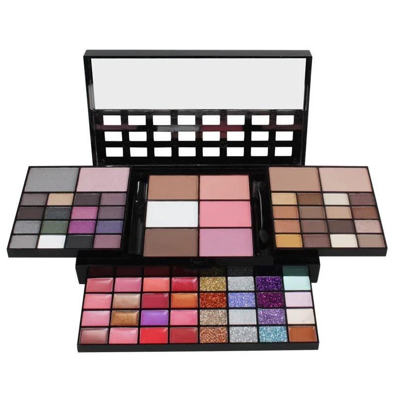 74 Colors Eyeshadow Lip Gloss Combination All in One Makeup Set Matte Eyeshadow Tray Concealer Flash Lipstick Make up kit Box