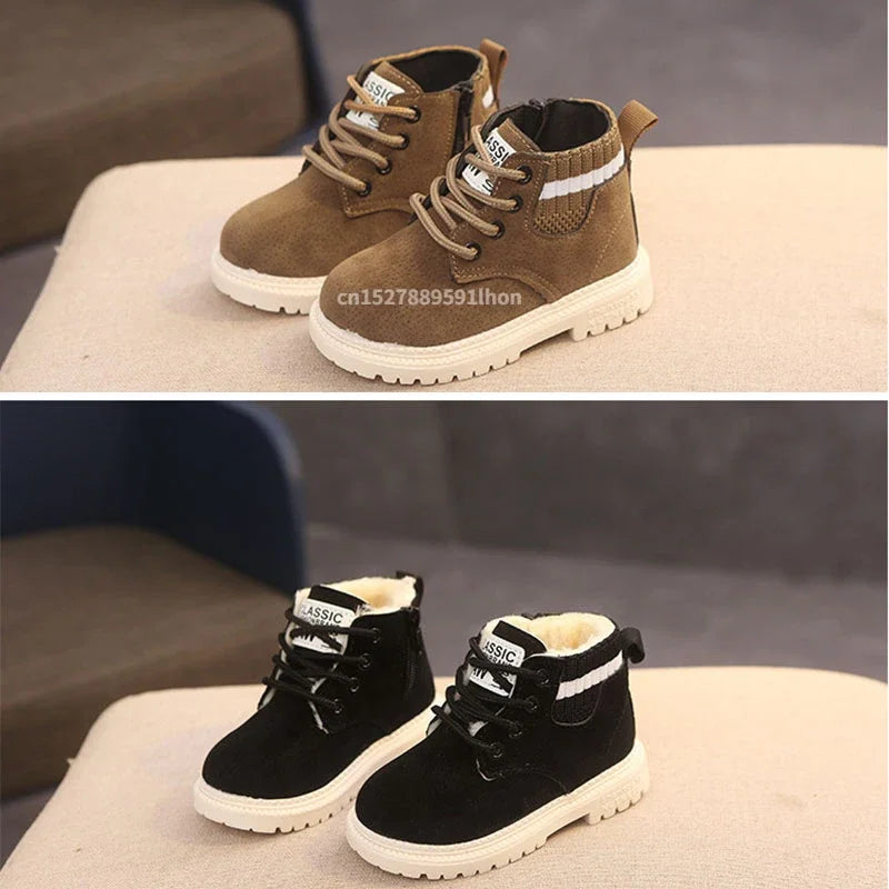 Material Plush Kids Winter Boots Cotton Fabric Spring Autumn Children Shoes Baby Toddler Boys Girls Boots