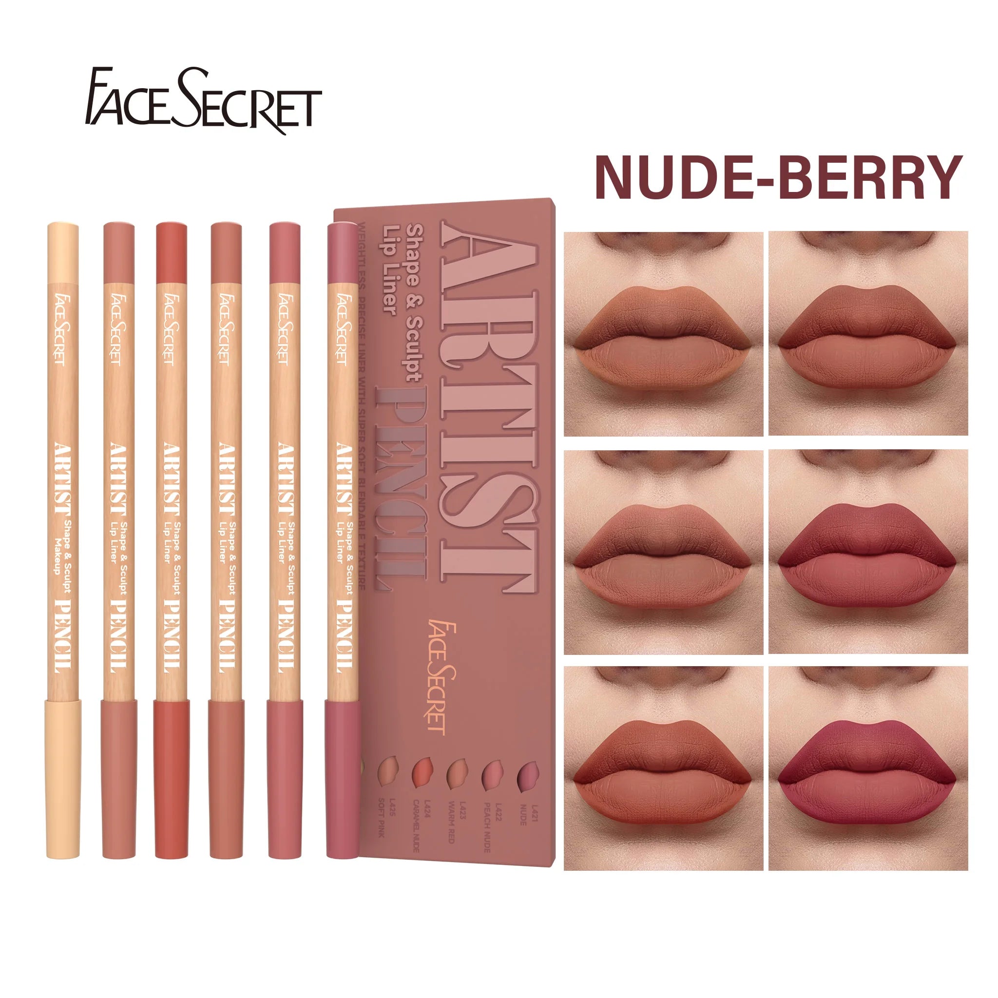 Velvet Matte Lip Liner Set - Long-Lasting Versatile Shades Longlasting Lip Makeup Berry, Brown, Pink Lip Pencil