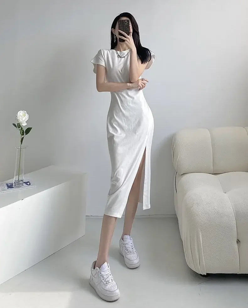 White Dresses for Women  Woman Dress Clothes Midi X New in Chic and Elegant Pretty Cheap Casual Y2k Outfits Harajuku Cotton