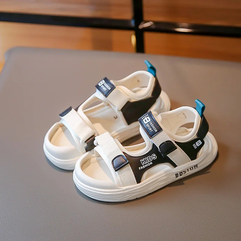 New Hot Sales Black Beige Soft Boys Girls Beach Shoes Casual Non-slip Kids Baby Sports Sandals