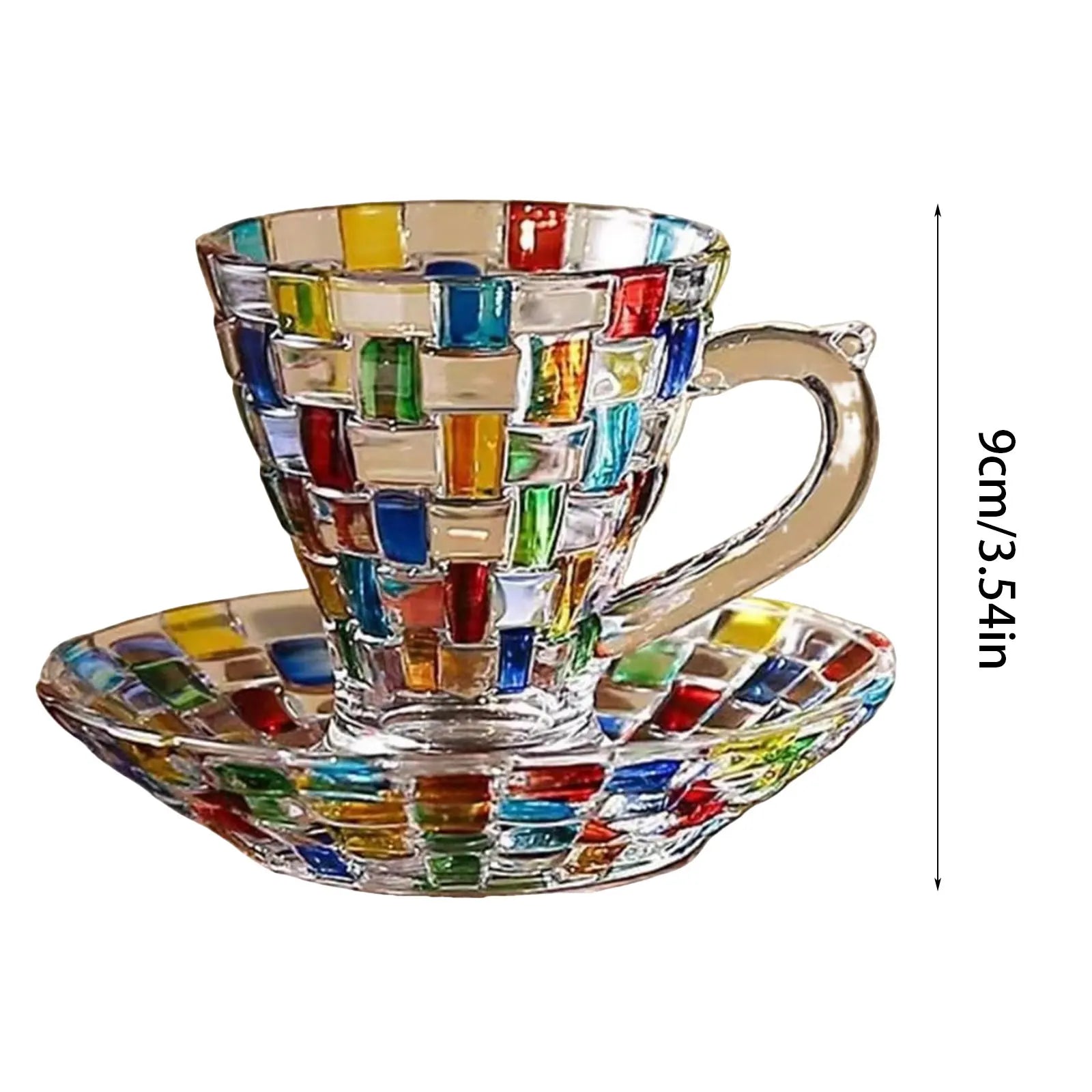 Painted Glass Cup With Irregular Color Water Cup For Cold Drinks Juice Cup Household Rainbow Vintage Clear Glass Punch Bowl Set